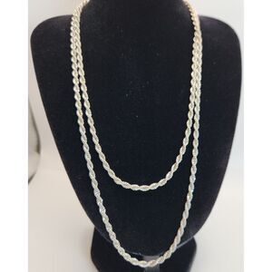 Vintage Monet Silver Toned‎ Chunky Rope Chain Necklace Lobster Clasp 18" …